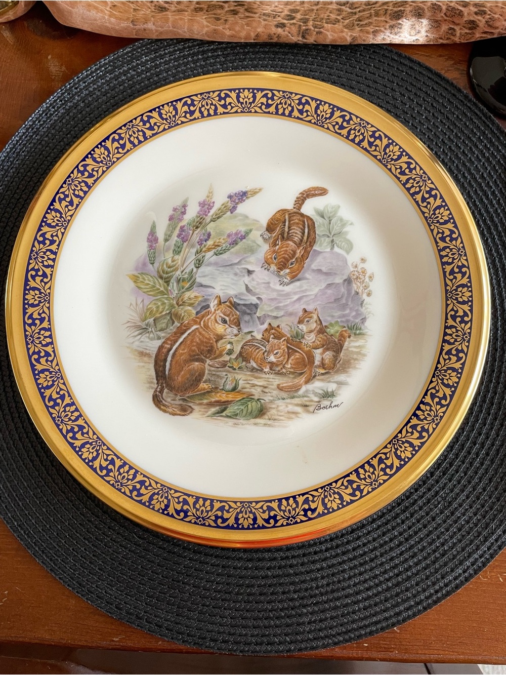 Vintage Lenox Woodland Wildlife Eastern Chipmunks Boehm Collector Plate 1976